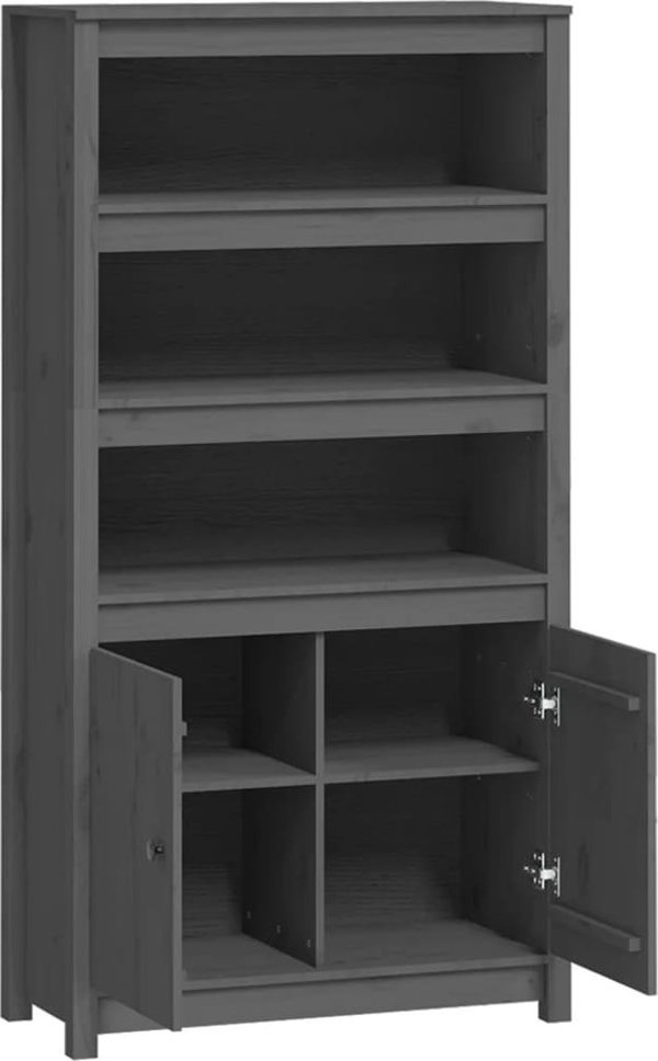 vidaXL Szafka, szara, 80x35x154 cm, lite drewno sosnowe