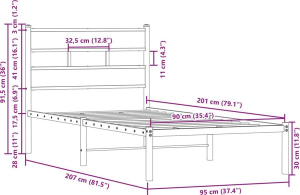 vidaXL Κρεβάτι με κεφαλάρι, χωρίς στρώμα, καφέ δρυς, 90x200 cm