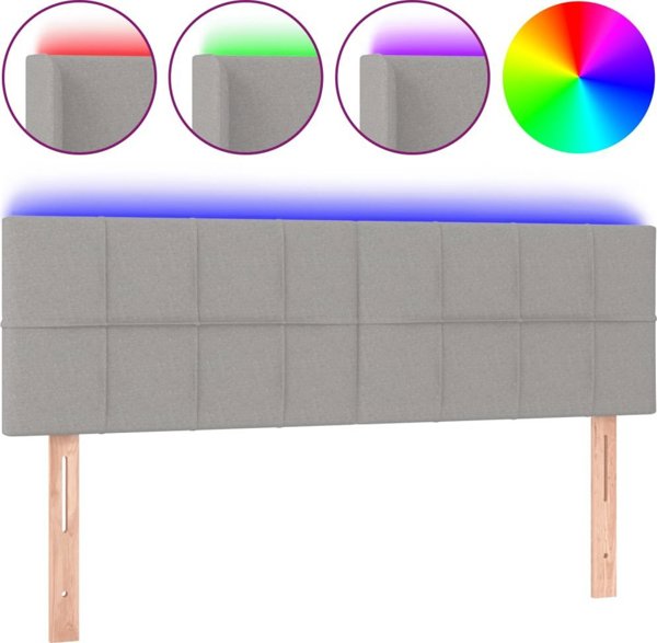 vidaXL Κεφαλάρι κρεβατιού με LED, ανοιχτό γκρι, 144x5x78/88 cm, ύφασμα