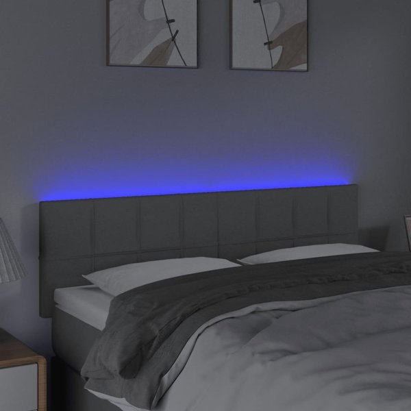 vidaXL Κεφαλάρι κρεβατιού με LED, ανοιχτό γκρι, 144x5x78/88 cm, ύφασμα