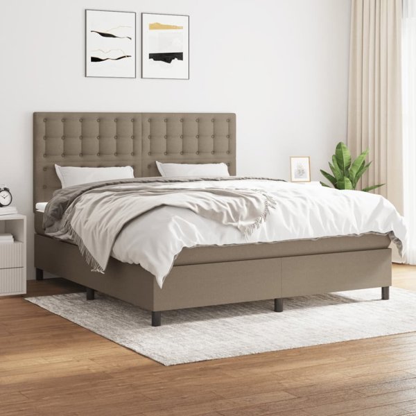 vidaxL Υπέρδιπλο κρεβάτι continental με στρώμα, ύφασμα taupe, 180x200 cm