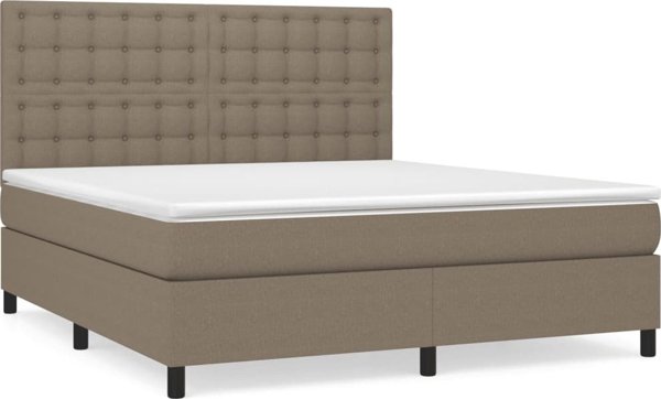 vidaxL Υπέρδιπλο κρεβάτι continental με στρώμα, ύφασμα taupe, 180x200 cm