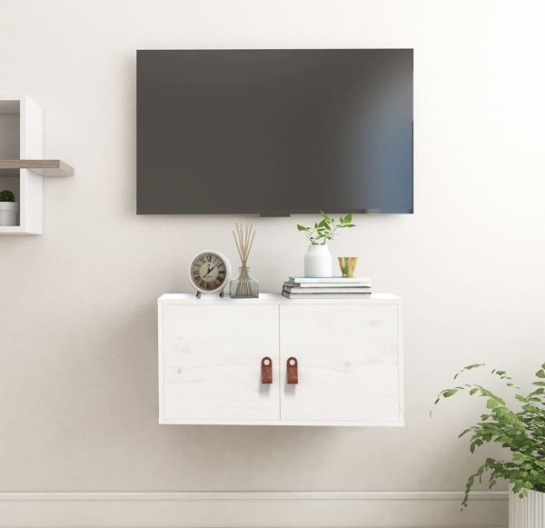 vidaXL Επιτοίχιο ντουλάπι, λευκό, 60x30x30 cm, μασίφ πεύκο