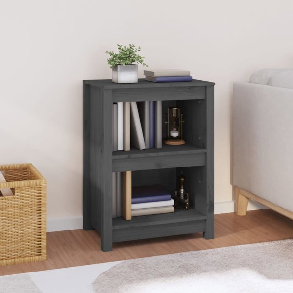 vidaXL Ράφι βιβλίων γκρι από μασίφ πεύκο 50x35x68 εκ.