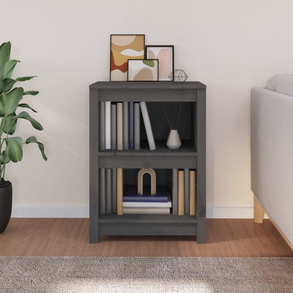 vidaXL Ράφι βιβλίων γκρι από μασίφ πεύκο 50x35x68 εκ.