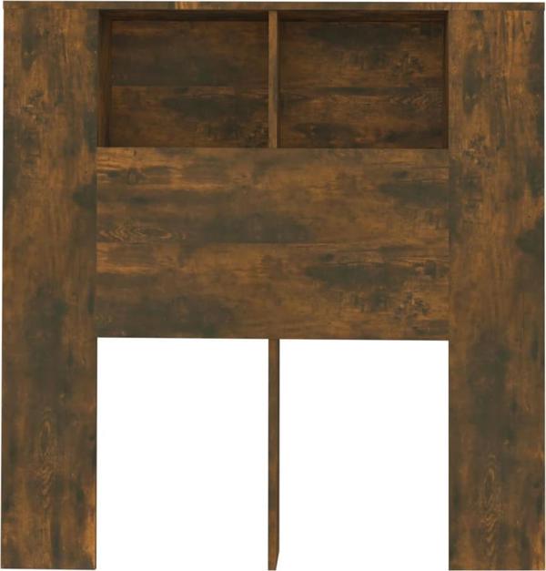 vidaXL Wezglowie lozka με ράφια, καπνισμένη δρυς, 100x18,5x104,5 εκ