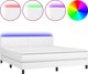 vidaXL κρεβάτι κοντινεντάλ με στρώμα και LED, λευκό οικοδερμα 180x200 cm
