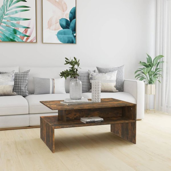 vidaXL Stolik kawowy, przydymiony dab, 90x60x42,5 cm