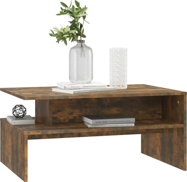 vidaXL Stolik kawowy, przydymiony dab, 90x60x42,5 cm