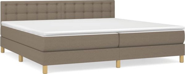 vidaXL Κρεβάτι Kontynentalne με Στρώμα, Taupe, Υφασμάτινο, 200x200cm