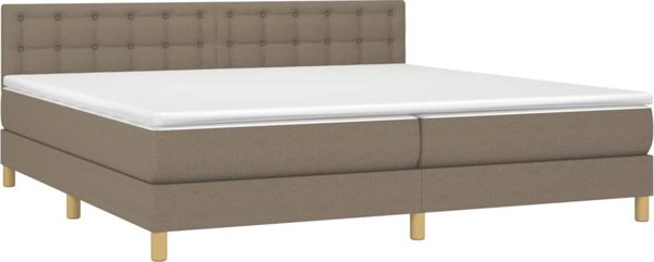 vidaXL Κρεβάτι Kontynentalne με Στρώμα, Taupe, Υφασμάτινο, 200x200cm