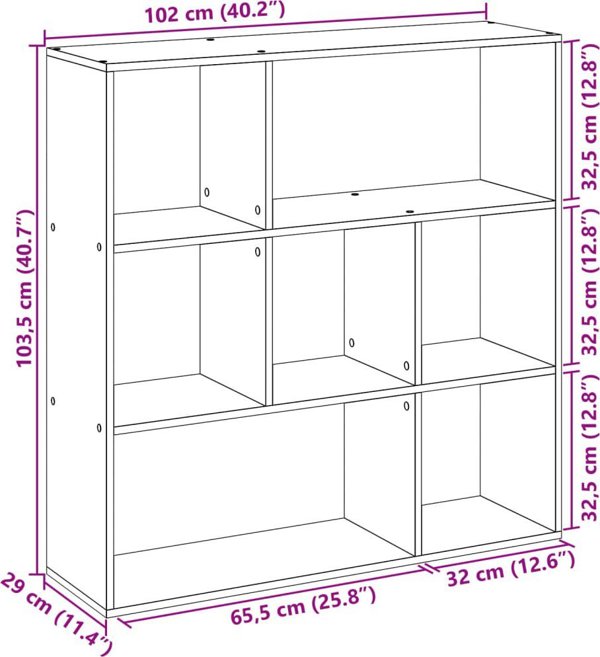 vidaXL Ράφι χωρίσμα, σκουρο γκρι μπετόν, 102x29x103,5 εκ
