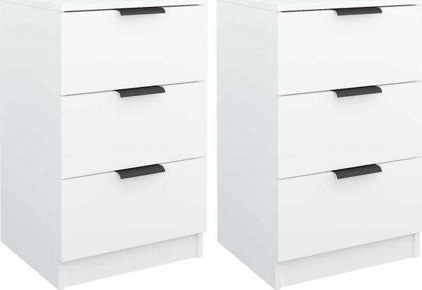 vidaXL Σετ κομοδίνων 2 τεμ. λευκά 40x36x65 εκ.