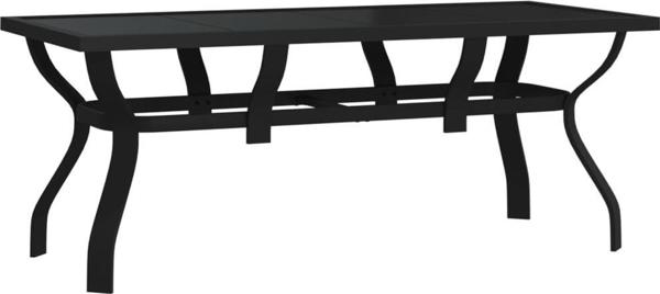 vidaXL Τραπέζι κήπου, μαύρο, 180x80x70 εκ., ατσάλι και γυαλί