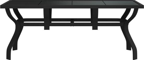 vidaXL Τραπέζι κήπου, μαύρο, 180x80x70 εκ., ατσάλι και γυαλί