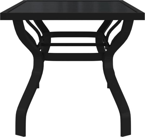 vidaXL Τραπέζι κήπου, μαύρο, 180x80x70 εκ., ατσάλι και γυαλί