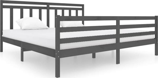 vidaXL Ράμα κρεβατιού γκρι από μασίφ ξύλο, 200 x 200 cm