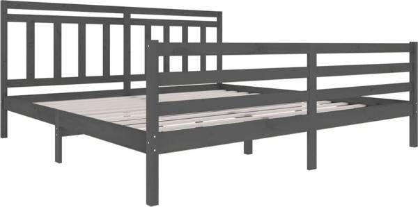 vidaXL Ράμα κρεβατιού γκρι από μασίφ ξύλο, 200 x 200 cm