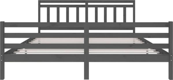 vidaXL Ράμα κρεβατιού γκρι από μασίφ ξύλο, 200 x 200 cm