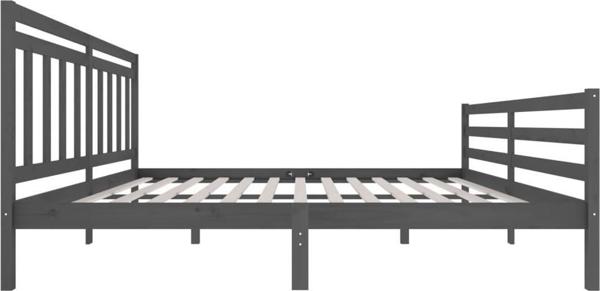 vidaXL Ράμα κρεβατιού γκρι από μασίφ ξύλο, 200 x 200 cm