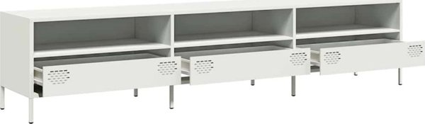 vidaXL Szafka RTV, biala, 202x39x43,5 cm, stal walcowana na zimno
