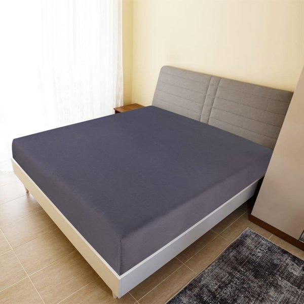 vidaXL Σεντόνια, 2 τεμάχια, ανθρακί, 140x200 cm, βαμβακερό τζέρσεϊ