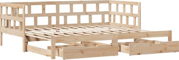 vidaXL Επεκτεινόμενο κρεβάτι ημέρας 80x200 εκ. με συρτάρια μασίφ πεύκο