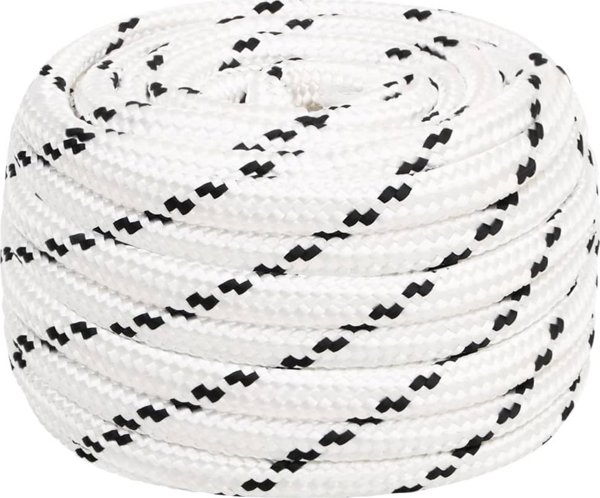 vidaXL Πλεχτό ναυτικό σχοινί, λευκό, 16 mm x 50 m, πολυεστέρας