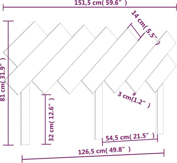 vidaXL Κεφαλάρι κρεβατιού, γκρι, 151,5x3x81 εκ., μασίφ πεύκο