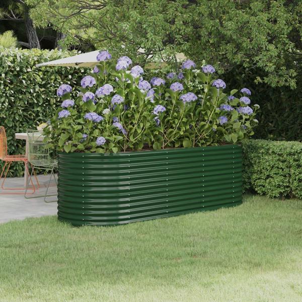vidaXL vidaXL Donica ogrodowa, malowana proszkowo stal, 224x80x68 cm, zielona