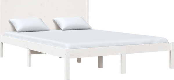 vidaXL Rama κρεβατιού, λευκή, μασίφ πεύκο, 140 x 190 cm