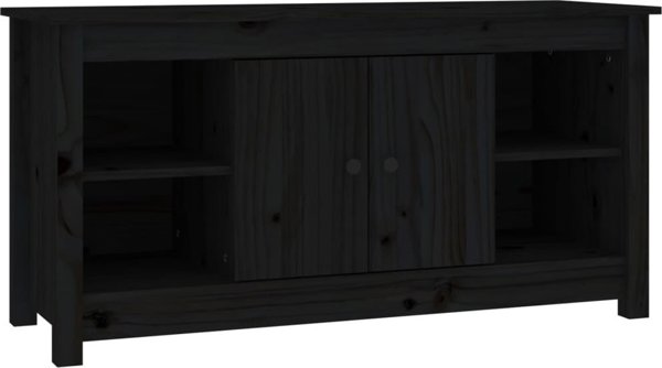 vidaXL Szafka telewizyjna, czarna, 103x36,5x52 cm, lite drewno sosnowe