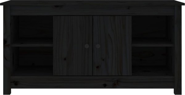 vidaXL Szafka telewizyjna, czarna, 103x36,5x52 cm, lite drewno sosnowe