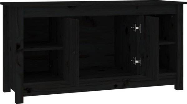 vidaXL Szafka telewizyjna, czarna, 103x36,5x52 cm, lite drewno sosnowe
