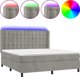 vidaXL κρεβάτι κοντινεντάλ με στρώμα και LED, γκρι 180x200cm, βελούδο