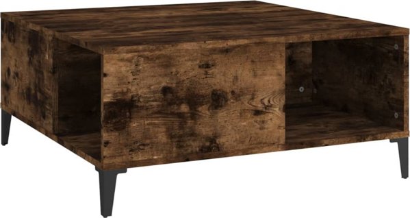 vidaXL stolik kawowy, przydymiony dab, 80x80x36,5 cm