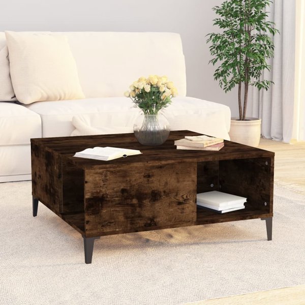 vidaXL stolik kawowy, przydymiony dab, 80x80x36,5 cm