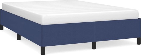 vidaXL Rama κρεβατιού, μπλε, 140x190 cm, επενδεδυμένη με ύφασμα