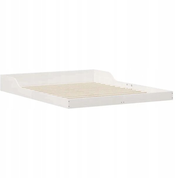 vidaXL Πλαίσιο κρεβατιού Λευκό 150 x 200 cm από μασίφ ξύλο πεύκου