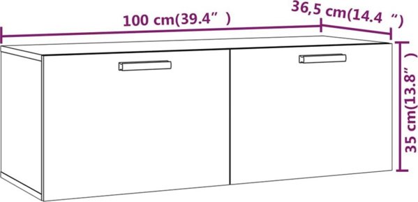 vidaXL Κρεμαστό ντουλάπι, Πέτρινο Γκρι, 100x36,5x35 cm