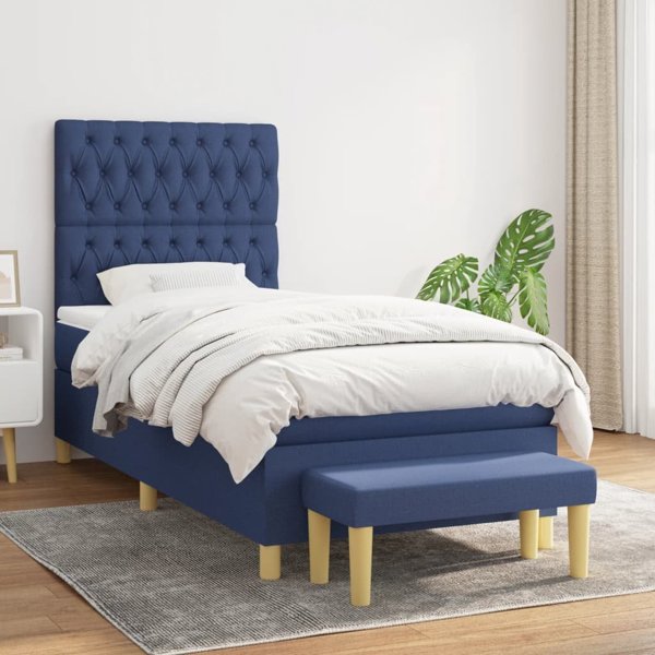 vidaXL Λουτζκο κόντινενταλ με στρώμα 100x200cm, μπλε ύφασμα