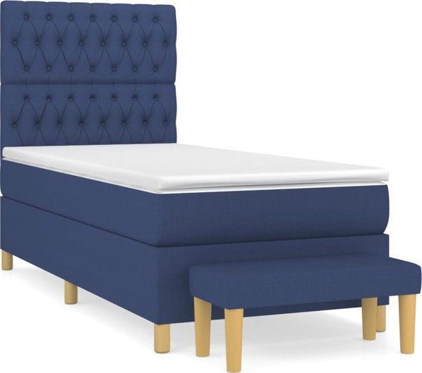 vidaXL Λουτζκο κόντινενταλ με στρώμα 100x200cm, μπλε ύφασμα