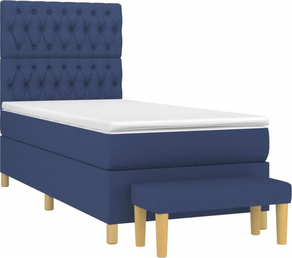 vidaXL Λουτζκο κόντινενταλ με στρώμα 100x200cm, μπλε ύφασμα