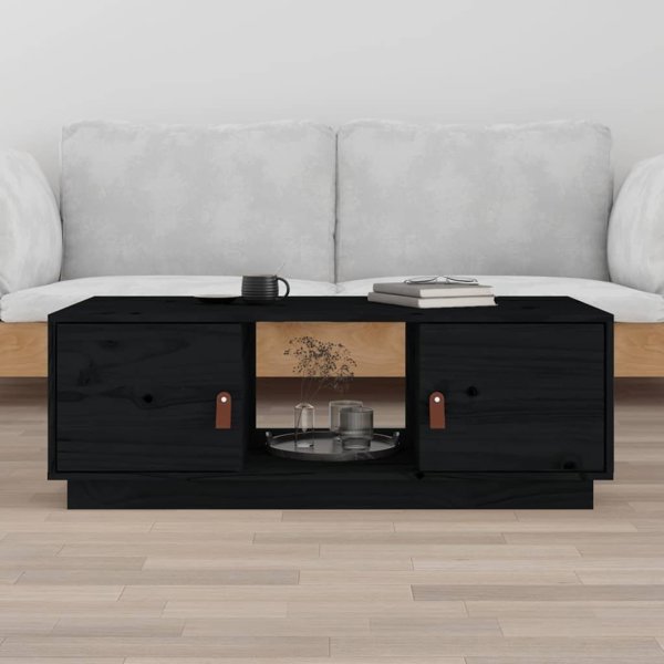 vidaXL vidaXL Stolik kawowy, czarny, 100x50x35 cm, lite drewno sosnowe