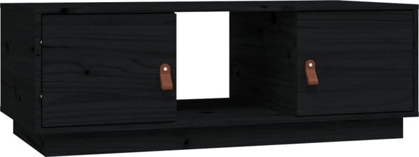 vidaXL vidaXL Stolik kawowy, czarny, 100x50x35 cm, lite drewno sosnowe