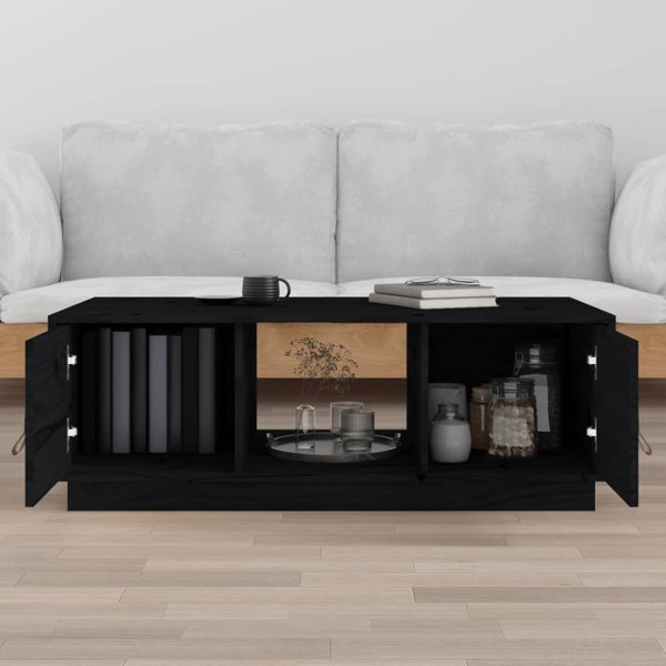 vidaXL vidaXL Stolik kawowy, czarny, 100x50x35 cm, lite drewno sosnowe