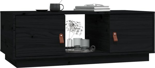 vidaXL vidaXL Stolik kawowy, czarny, 100x50x35 cm, lite drewno sosnowe