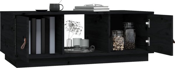 vidaXL vidaXL Stolik kawowy, czarny, 100x50x35 cm, lite drewno sosnowe