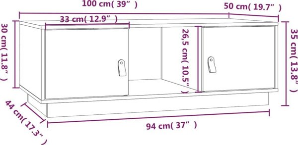 vidaXL vidaXL Stolik kawowy, czarny, 100x50x35 cm, lite drewno sosnowe