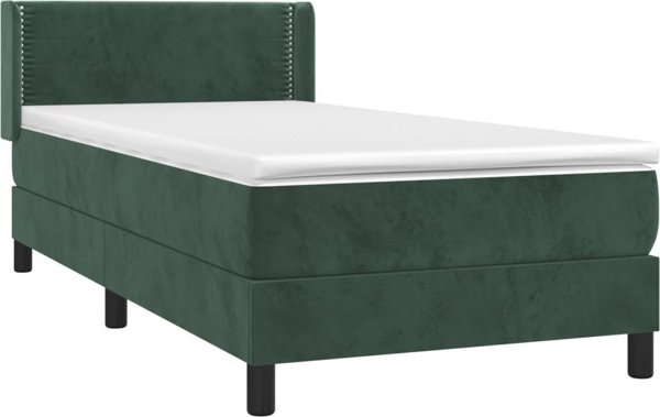 vidaXL Κρεβάτι kontynentalne με στρώμα, πράσινο βελούδο 80x200 cm
